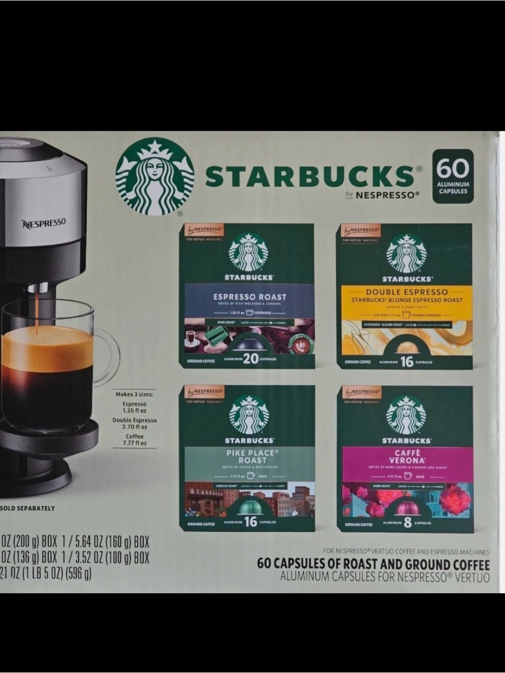 Starbucks by nespresso espresso Vertuo pods 60 count Variety pack